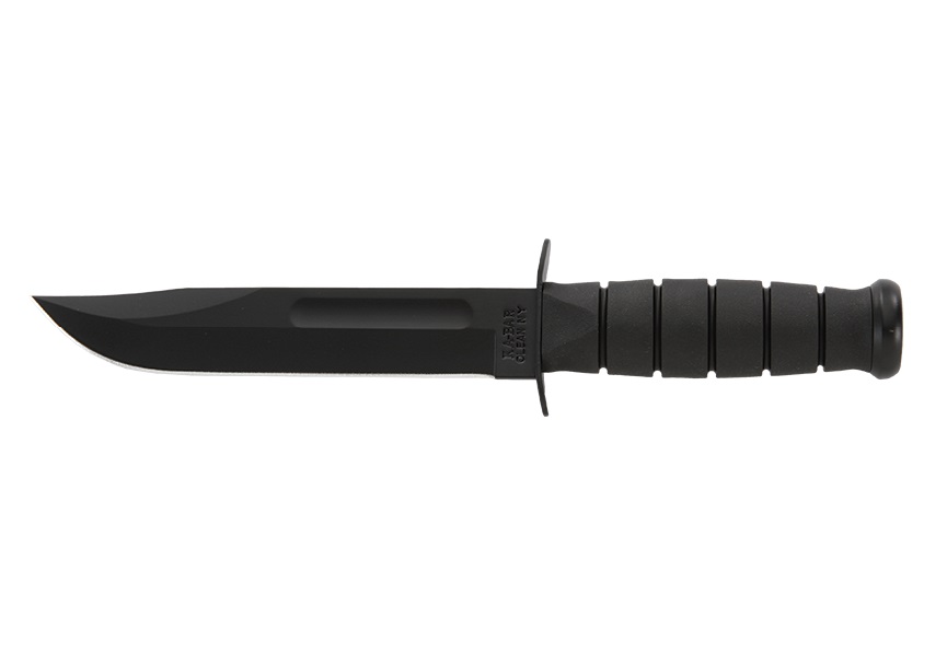 Ka-Bar 1211 BLACK FULL-SIZE Mes 30 cm Recht Lemmet, Kraton Greep, Lederen Schede